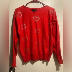 Adrienne Vittadini Red Heart soft Embellished Sweater